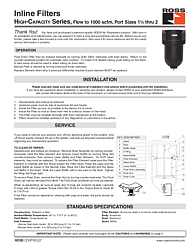 Filtros Serie de alta capacidad Puertos 1-1/4 a 2; Flujo a 1000 scfm