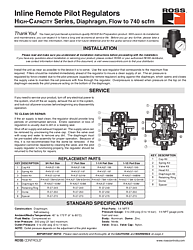 Remote Pilot Diaphragm Regulators High-Capacity Series; Flow to 740 scfm
