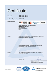 ISO 9001:2015 by TUV-Rheinland of North America 