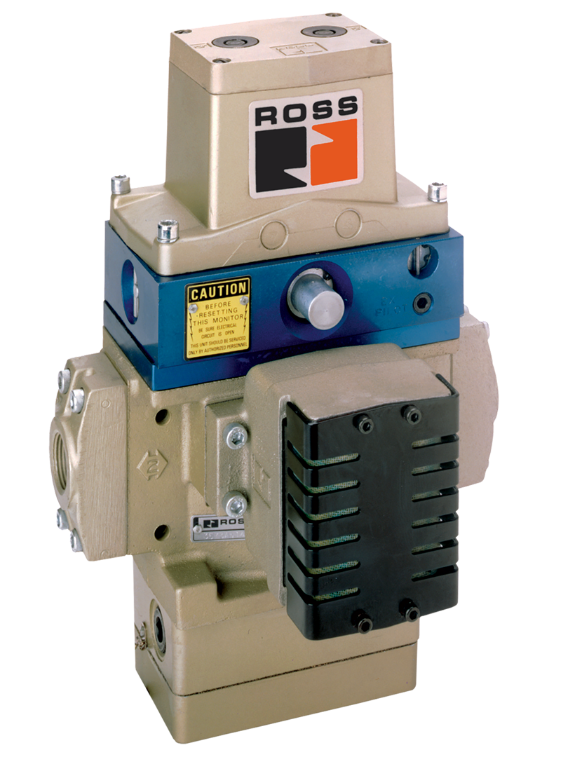 Double Valves with Pneumatic L-G Monitor, Ports 1/2 to 2