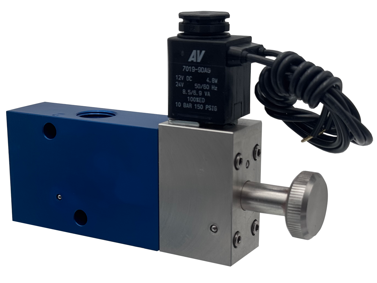 H20 3/2 Single Solenoid Valves - Push-Turn-Lock Manual Override